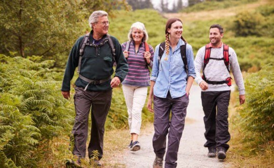 Family walking in Northumberland